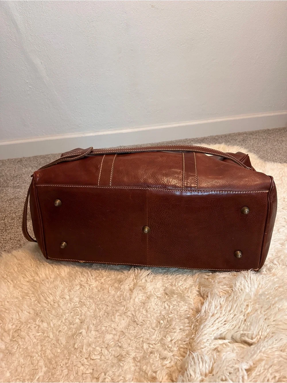 Hand-Made in Italy Dark Brown Genuine Leather Weekender Duffel Bag Large